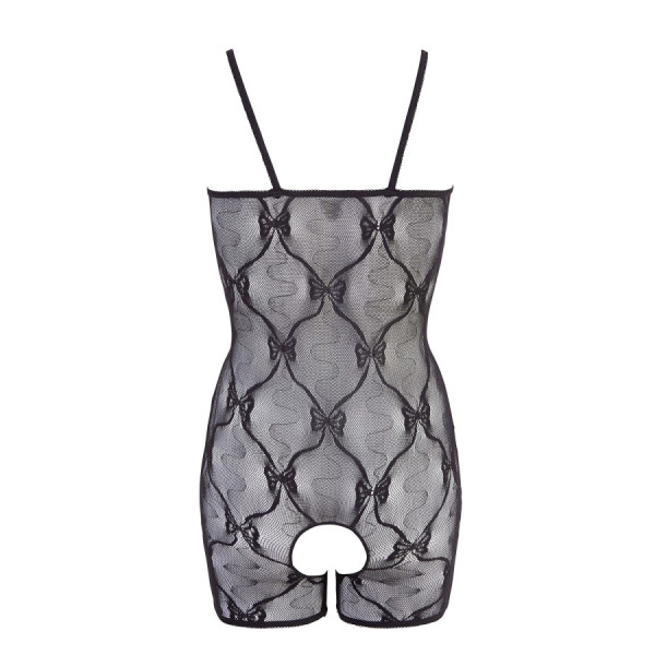 Combinaison short en résille noire 